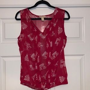 Banana Republic Sheet Red Icons of Paris Tank